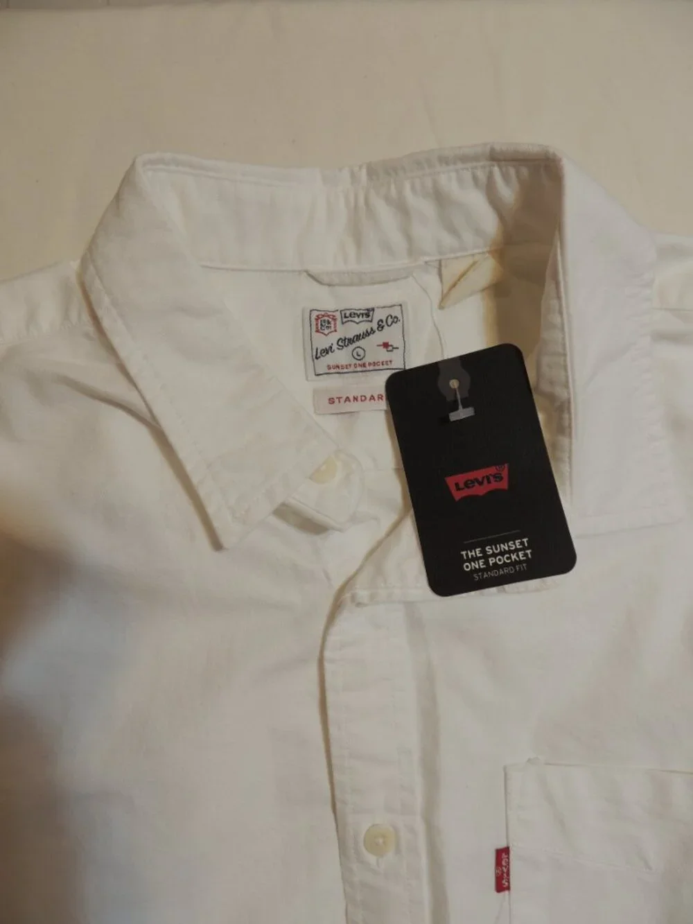 Levi Shirt NEW Men Large White Camping Hiking Long Sleeve Button Down Shirt